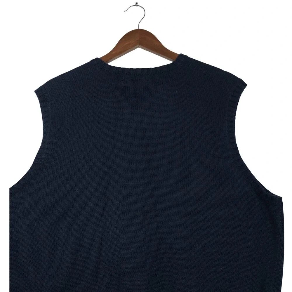 Polo Ralph Lauren‎ XXL Navy Blue Pima Cotton Sweater Vest Red Pony V-Neck Preppy